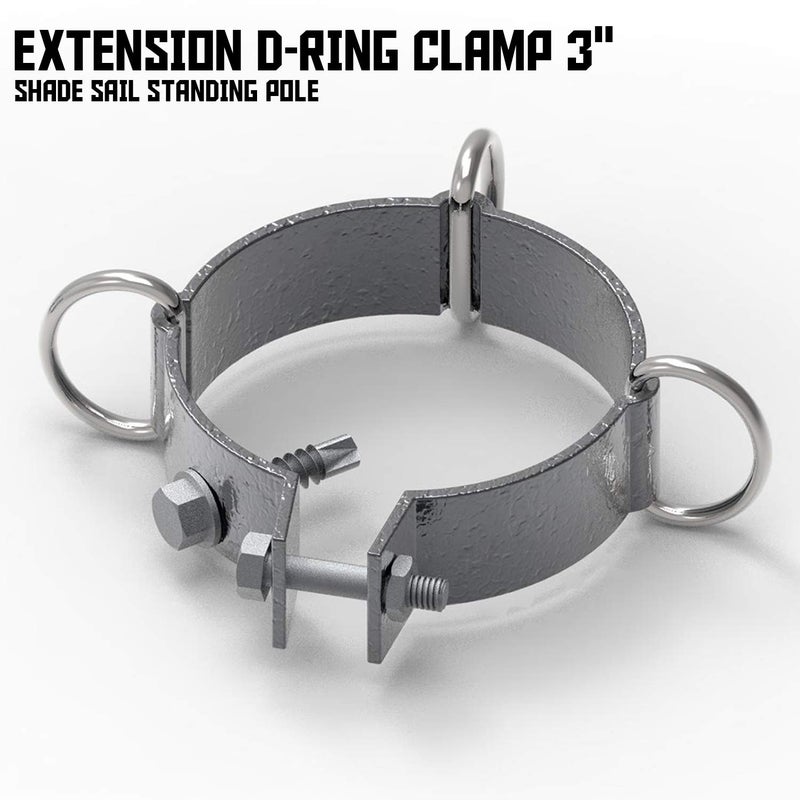 Tang مشبك D-Ring بحجم 3 بوصة من TANG لعمود مظلة الشمس، أعمدة دعم مظلة ثقيلة، عمود زاوية من الفولاذ الرمادي الفاتح - Image 2